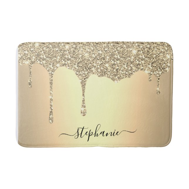 Script Individuelle Name Gold Glitzer Tropfen Luxu Badematte (Vorderseite)