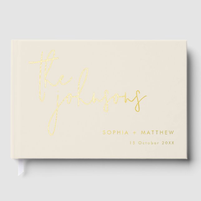 Script Individuellen Namens Wedding Foil Gästebuch (Vorderseite)