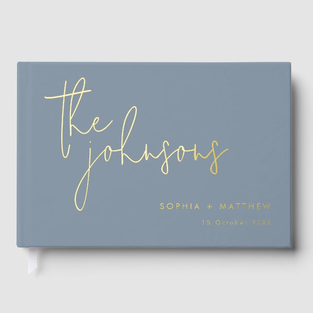 Script Individuellen Namens Wedding Foil Gästebuch (Vorderseite)