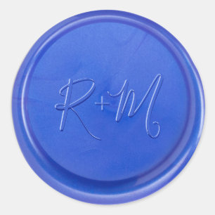 Script Initial Blue Quartz Wax Siegel Sticker
