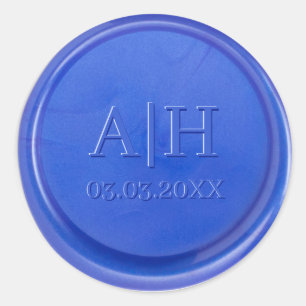 Script Initial Blue Quartz Wax Siegel Sticker