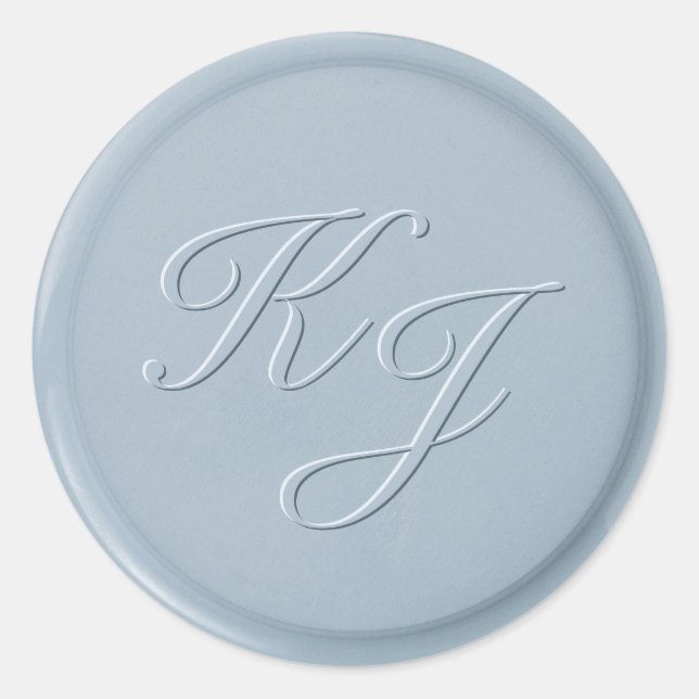 Script Initial Dusty Blue Wax Siegel Sticker (Vorderseite)