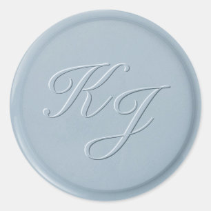 Script Initial Dusty Blue Wax Siegel Sticker