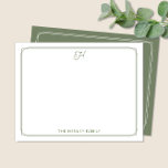 Script Initial Hübsch Family Stationery Green Mitteilungskarte<br><div class="desc">Dieses Design verfügt über eine dünne Doppelgrenze mit Platz für ein hübsches Skriptmonogramm/Initial am oberen und den Namen/Text am unteren Rand. Klicken Sie auf die Schaltfläche Anpassen, wenn Sie die Designelemente anpassen und/oder den Text weiter verändern möchten! Variationen dieses Designs, zusätzliche Farben sowie koordinierende Produkte sind in unserem Shop, zazzle.com/store/doodlelulu...</div>