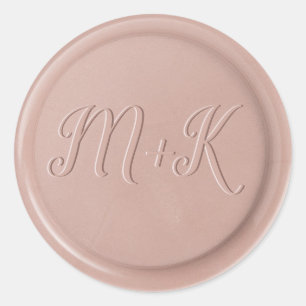 Script Initial Pink Latte Wax Siegel Sticker