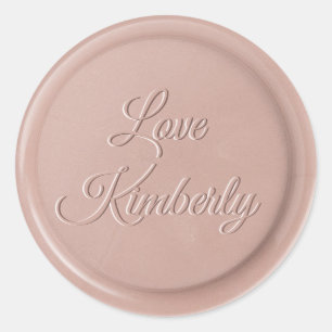 Script Initial Pink Latte Wax Siegel Sticker