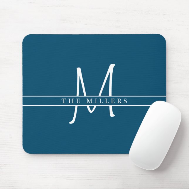 Script Initial Split Monogram, Personalisiert Blue Mousepad (Mit Mouse)