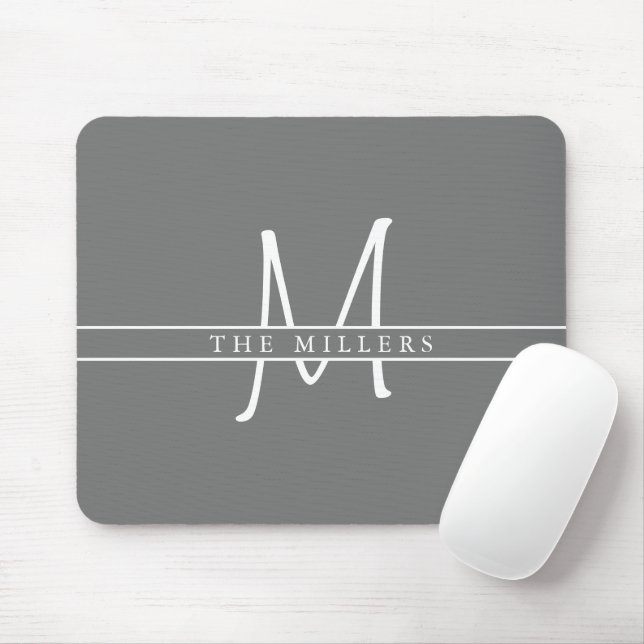 Script Initial Split Monogram, Personalisiert Gray Mousepad (Mit Mouse)