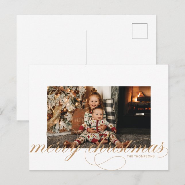 Script Joyeux Noël Élégante carte postale (Devant / Derrière)