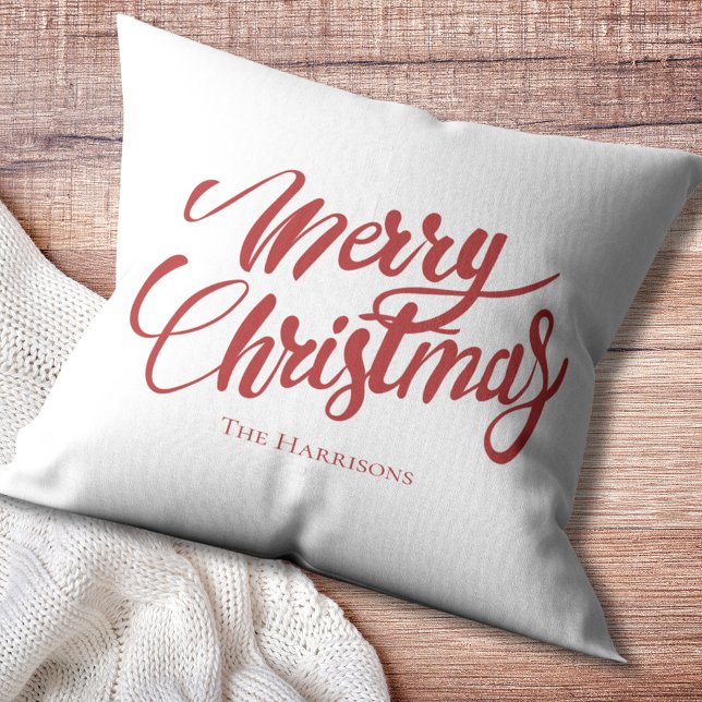 Script Joyeux Noël Famille Coussin de Noël (Script Merry Christmas Family Christmas Pillow
)