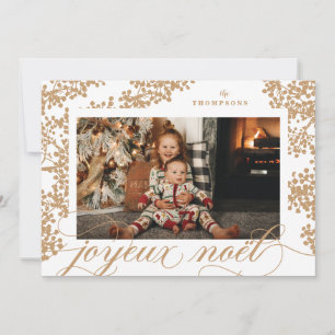 Script Joyeux Noel Gold Foliage Carte photo