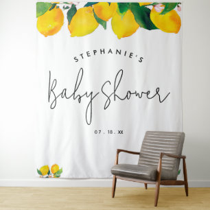 Script Lemon Baby Shower Foto Stand Hintergrund Wandteppich