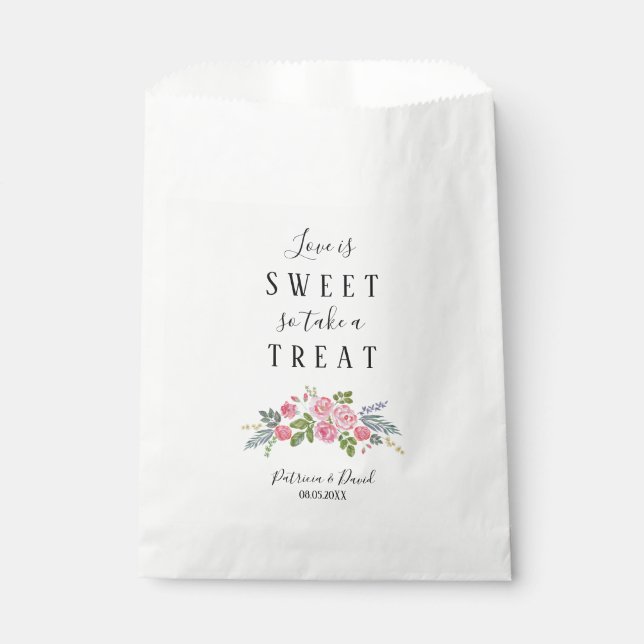 Script-Liebe ist Sweet Pink Floral Gastgeschenk Ho Geschenktütchen (Vorderseite)
