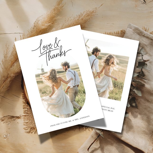 Script-Liebe und dank Kapsel Foto Paare Dusche Dankeskarte (Von Creator hochgeladen)