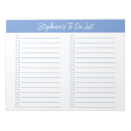Script Light Blue 8.5x11 Two Column Checklist Notizblock