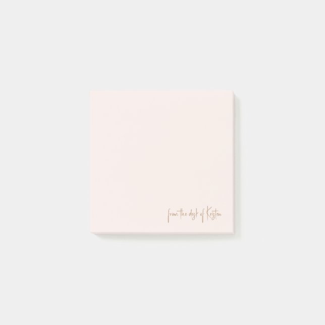 Script Light Blush the Desk of Individuelle Name Post-it Klebezettel (Vorderseite)