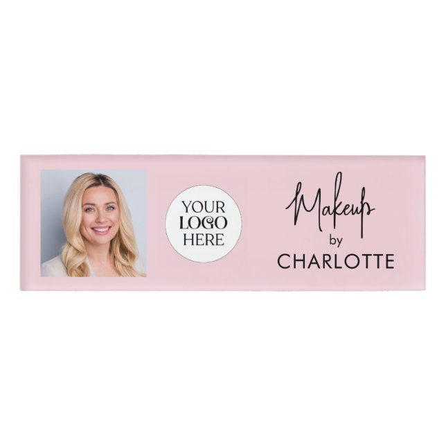 Script Logo Photo Makeup  Namenschild (Vorderseite)