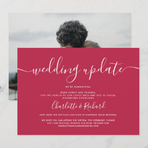 Script Magenta und Weiß Hochzeit Downsizing Foto Ankündigung