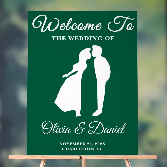 Script manuscrit vert Noël Mariage Bienvenue (Neutre)