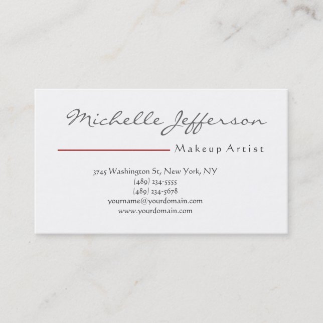 Script maquillage noir blanc rouge Carte de visite (Devant)