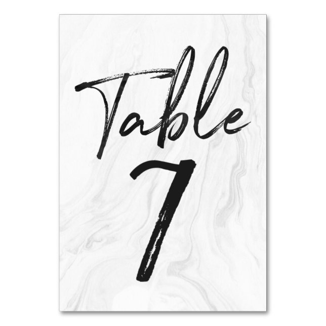 Script Marbre blanc moderne | Carte numéro de tabl (Par défaut)