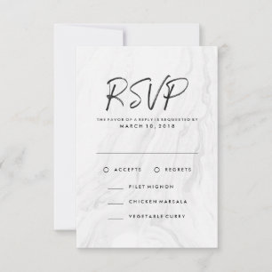 Script Marbre blanc moderne Menu Mariage RSVP