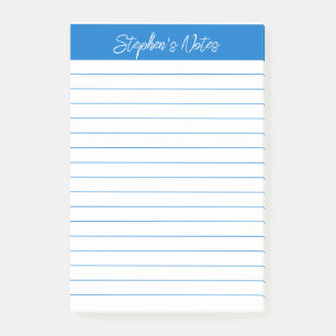 Script Medium Blue Lined Personalisiert Post-it Klebezettel