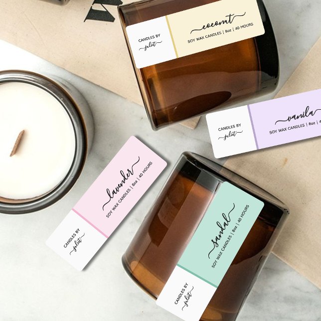 Script Medium Thin Pastel Candle Label Etiketten (Von Creator hochgeladen)