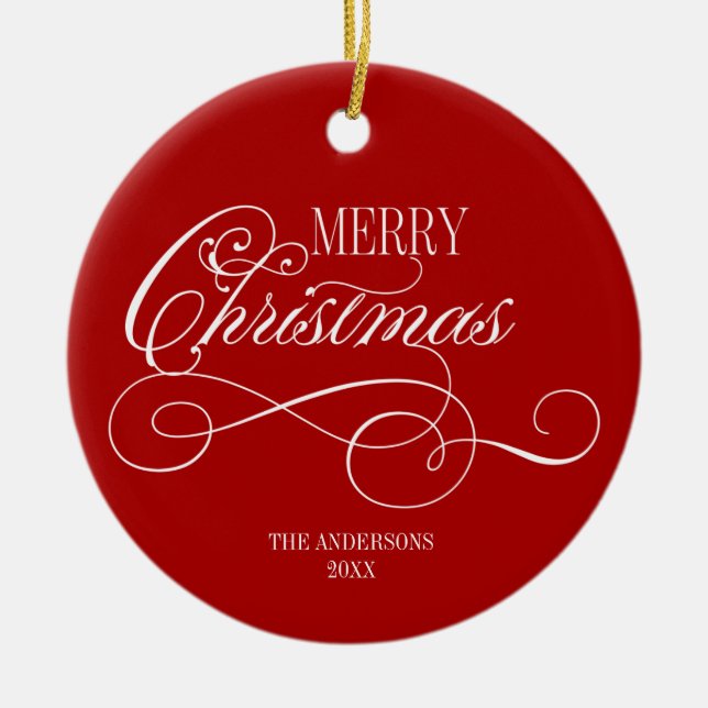 Script Merry Christmas Holiday Keramik Ornament (Vorne)