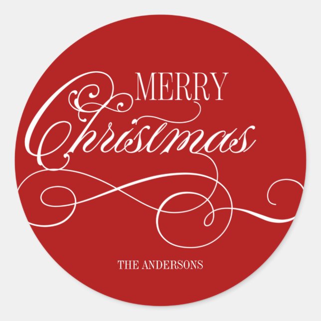 Script Merry Christmas Holiday Runder Aufkleber (Vorderseite)