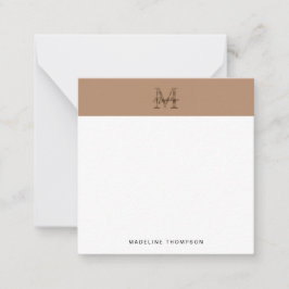 Script Metallic Taupe Gold Monogram Square Mitteilungskarte