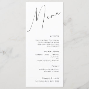 Script minimaliste Menu Mariage moderne