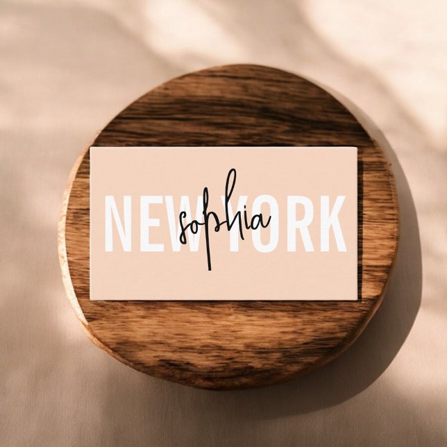Script Minimalistisch Classy Peach Visitenkarte (Von Creator hochgeladen)