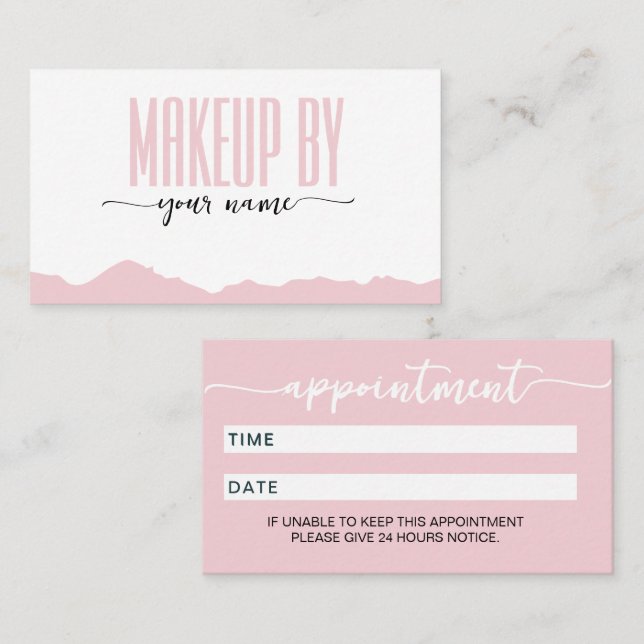 Script Modern Blush Pink and white Terminkarte (Vorne/Hinten)