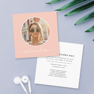 Script Modern Chic Foto Blush Pink Social Media Telefonnummerkarte