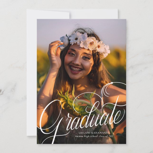 Script Modern Foto Graduation Party Einladung (Vorderseite)