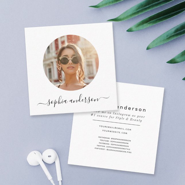 Script Modern Minimal einfache Foto Social Media Telefonnummerkarte (Von Creator hochgeladen)