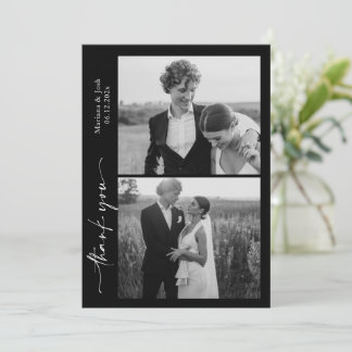 Script Modern Wedding 2 Photos Thank You Card Dankeskarte