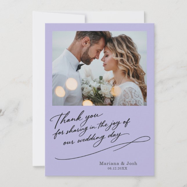 Script Modern Wedding 2 Photos Thank You Card Dankeskarte (Vorderseite)