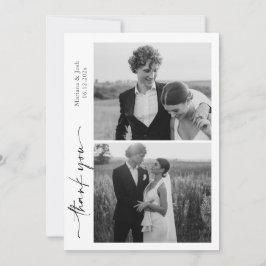 Script Modern Wedding 2 Photos Thank You Card Dankeskarte