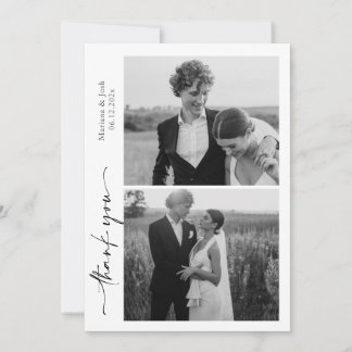 Script Modern Wedding 2 Photos Thank You Card Dankeskarte
