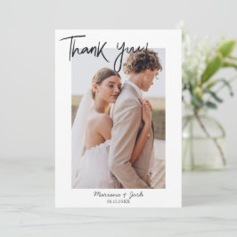 Script Modern Wedding 2 Photos Thank You Card Dankeskarte