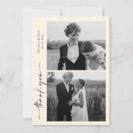 Script Modern Wedding 2 Photos Thank You Card Dankeskarte