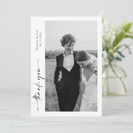 Script Modern Wedding 2 Photos Thank You Card Dankeskarte