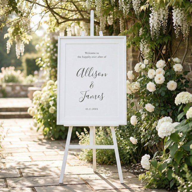 Script Modern White Wedding Welcome Sign Poster (Von Creator hochgeladen)