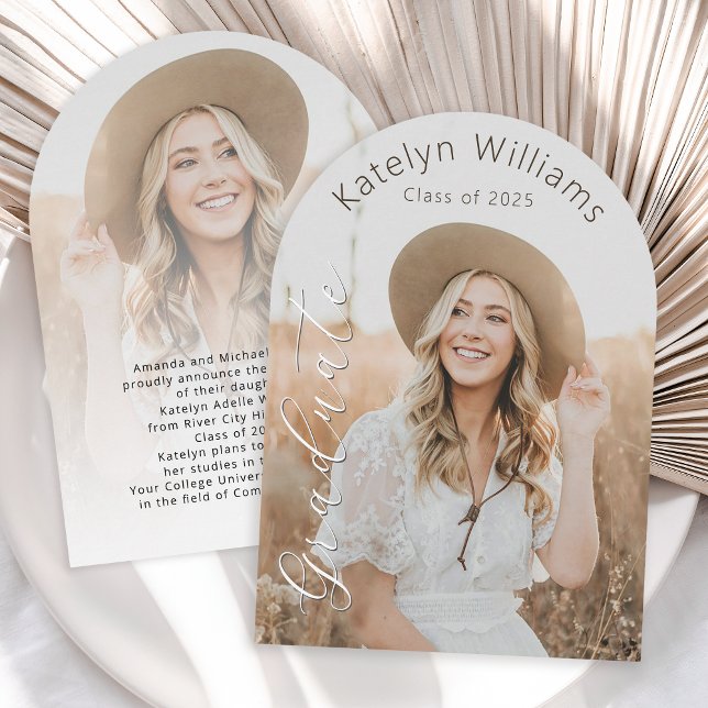 Script moderne 2 Faire-part de graduation photo (Available in both printed and instant download digital format.)