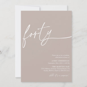 Script moderne 40Anniversaire Fête Invitation