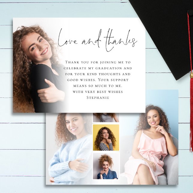 Script moderne 6 Photos Graduation amour Merci (Front and back view)