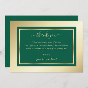 Script moderne Emerald Green Gold Carte de remerci