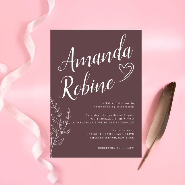 Script moderne et Faire-part de mariage Feuille (Créateur téléchargé)